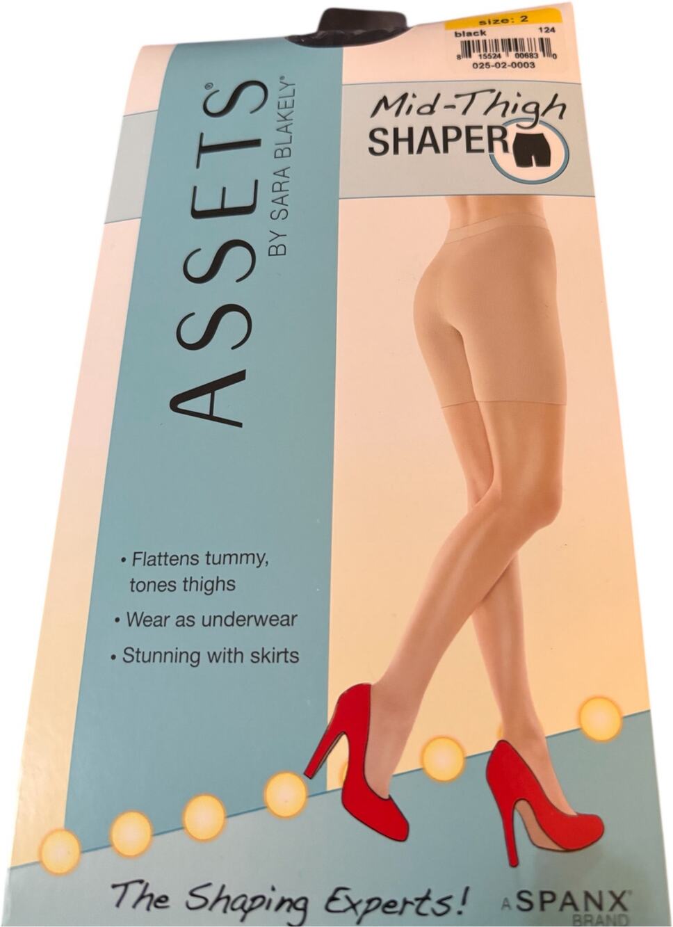 Spanx Assets by Sara Blakely Hi-Waist Mid-Thigh Shaper Size 2 Black New